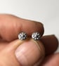 Tiny sterling silver daisy stud earrings - Image 2