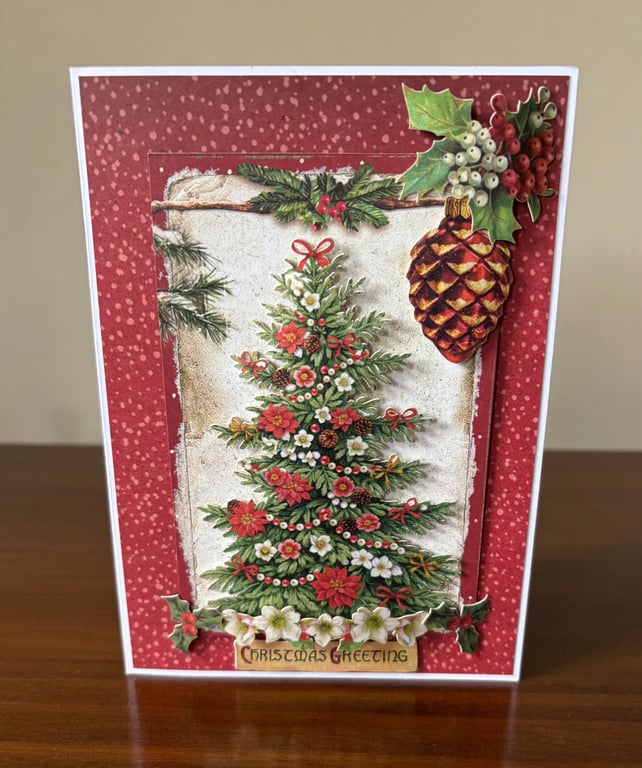 Pine cones,Poinsettias and Christmas trees.