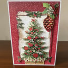 Pine cones,Poinsettias and Christmas trees.