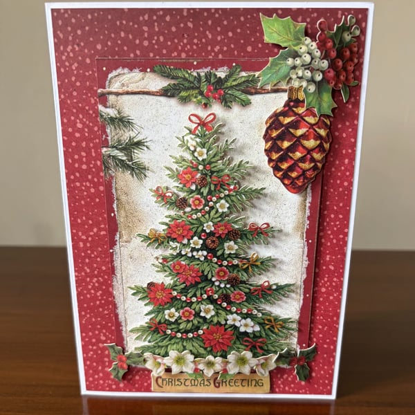 Pine cones,Poinsettias and Christmas trees.