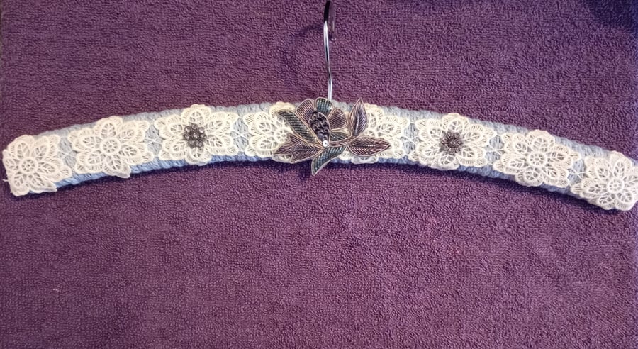 Pale Blue Sparkle Lightly Padded Embellished Clothes Coat Hanger