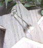 Earrings, Sterling Silver Bar Droppers with White Pearls - Image 2
