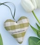 APPLE GREEN CHECKED FABRIC HEART DECORATION - Image 3
