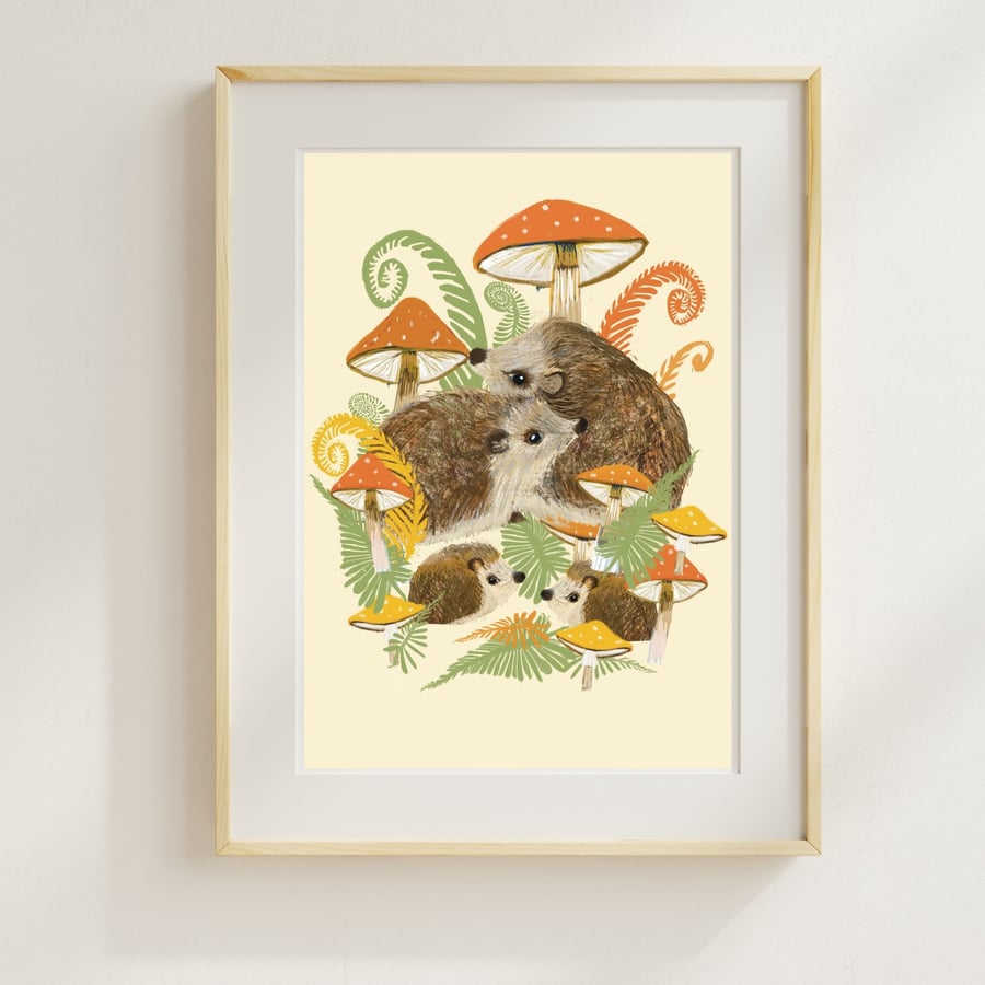 Hedgehog toadstool Woodlands nursery art