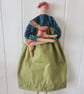 The moonlit hare keeper hanging primitive textile art doll