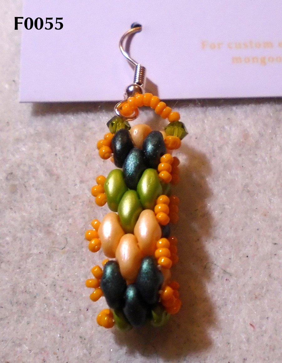 Brickwork-pattern bead earrings (customisable)