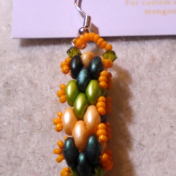 Brickwork-pattern bead earrings (customisable)