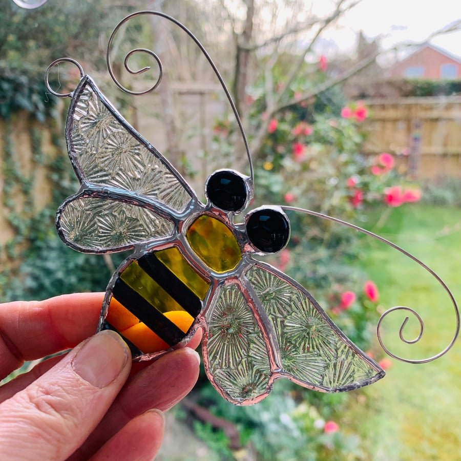 Bee Stained Glass Suncatcher - Handmade Hanging Decoration