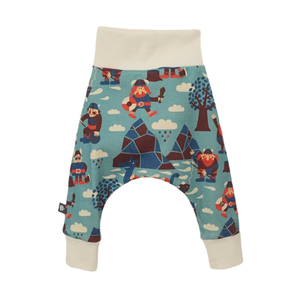 Baby HAREM PANTS in blue VIKINGS - Organic Relaxed Trousers Bottoms