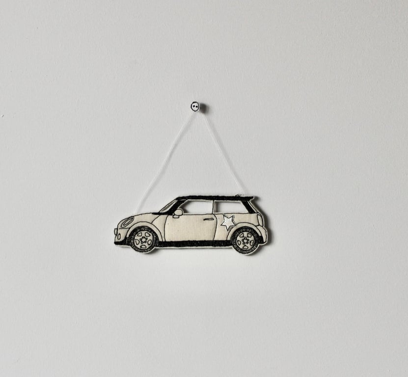 'Cream Mini Car' - Hanging Decoration