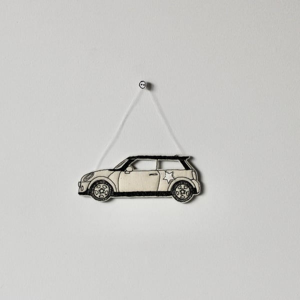 'Cream Mini Car' - Hanging Decoration