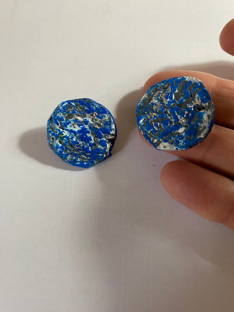 1 pair paper mache textured earrings. Recycled paper 