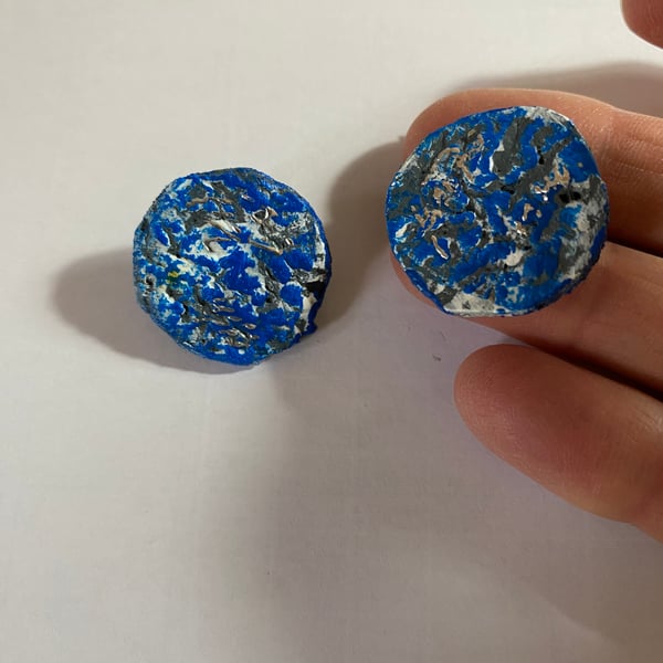 1 pair paper mache textured earrings. Recycled paper 