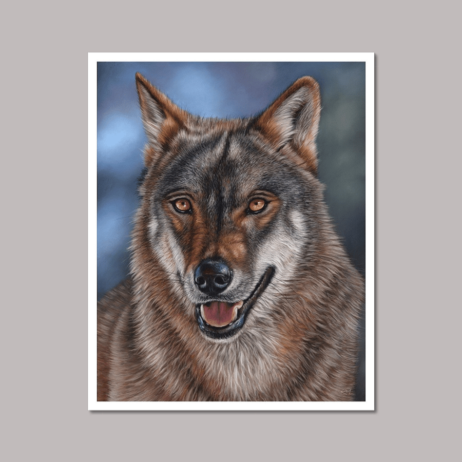 Fine art giclée print of a wolf
