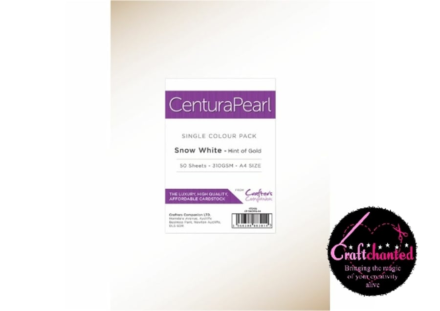 Crafter's Companion - Centura Pearl - Snow White - Hint Of Gold - Single Sided -