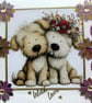 Puppy Dog Couple Love - Hand Crafted Decoupage Card - With Love 3251
