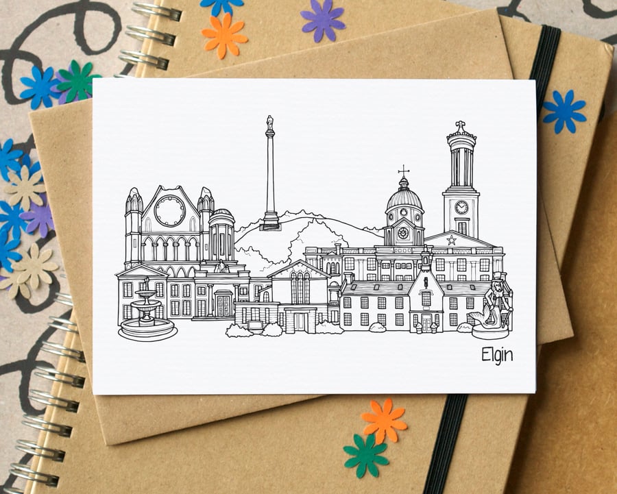 Elgin Skyline Greetings Card