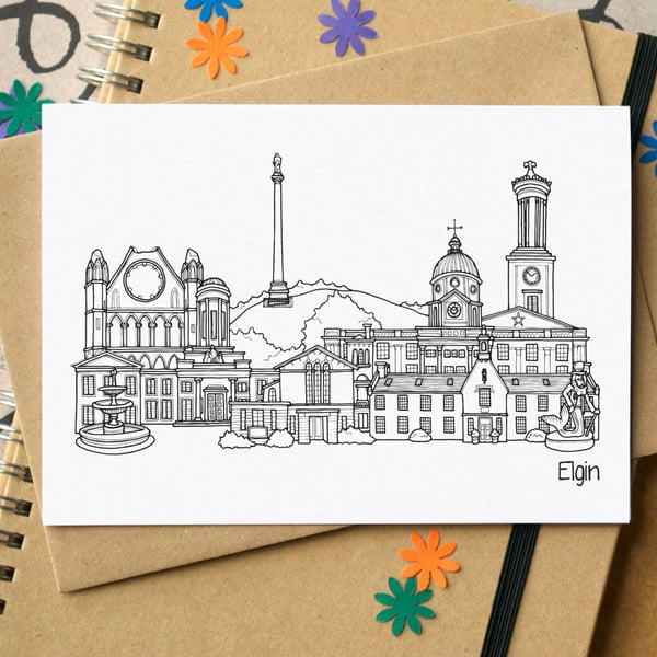 Elgin Skyline Greetings Card