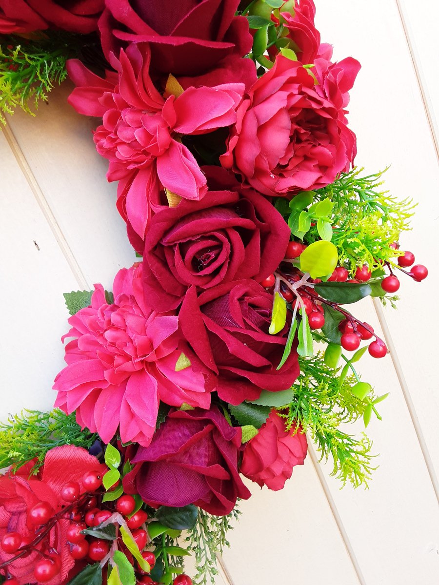 Hope. 42cm crescent wreath, door, wall table centre, gift.