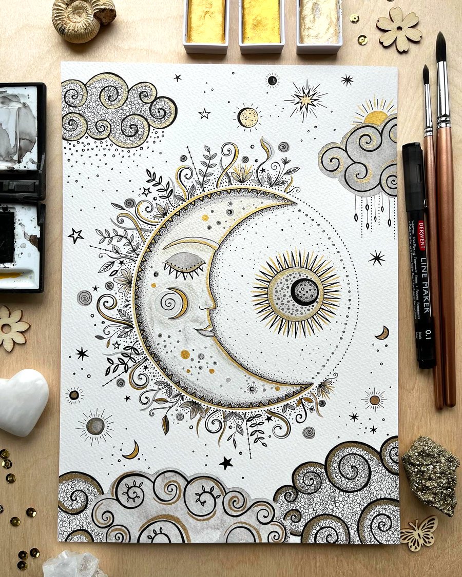 Celestial Moon Original Artwork