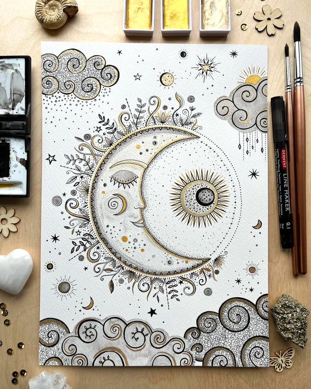 Celestial Moon Original Artwork