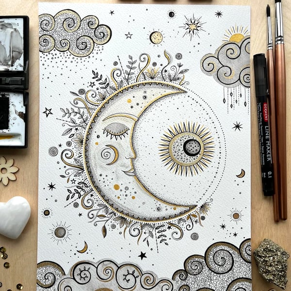 Celestial Moon Original Artwork