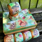 Handmade Autumn Woodland Napkin Rings – Forest Animal Set with Copper Edging