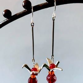  Origami Dangle Crane Bird Earrings