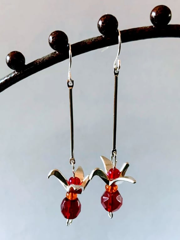  Origami Dangle Crane Bird Earrings