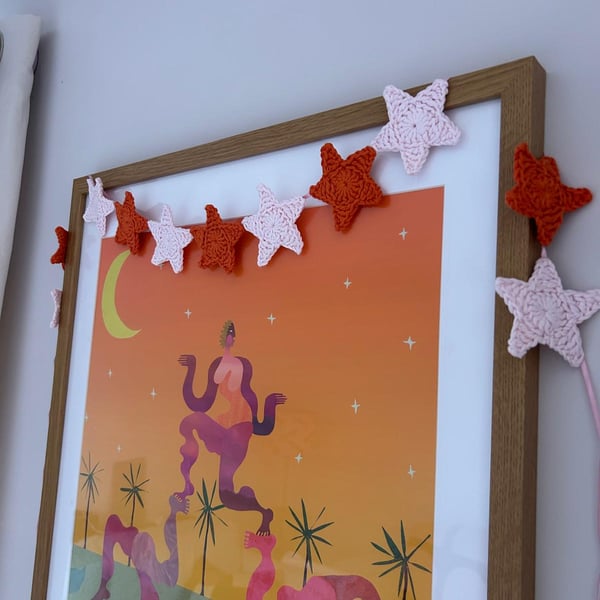 Crotchet star garland