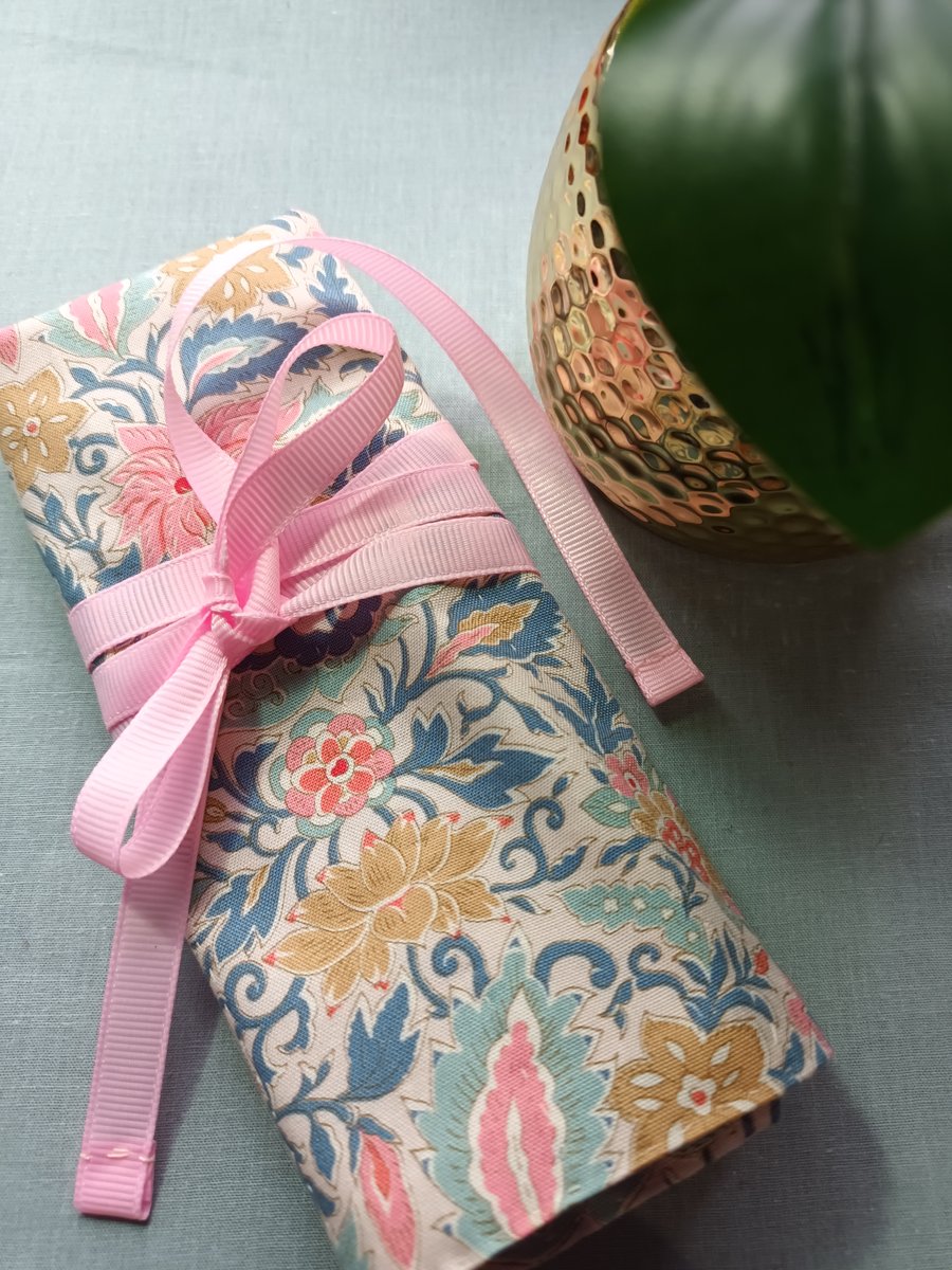 Tilda fabric crochet hook roll - crochet gift