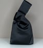 Reversible Japanese Knot Bag - Cranes and Chrysanthemums - Black Satin Lined - Image 5