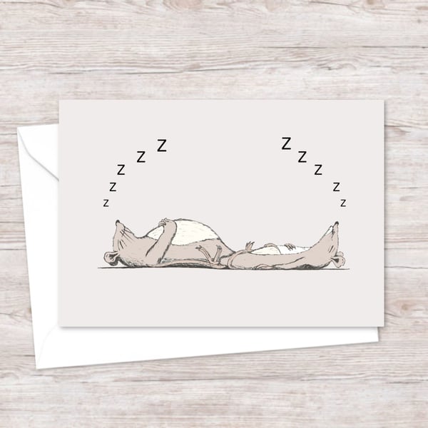 Sleeping Mice Greeting Card: Cute Hand Drawn Pencil Illustration (202)