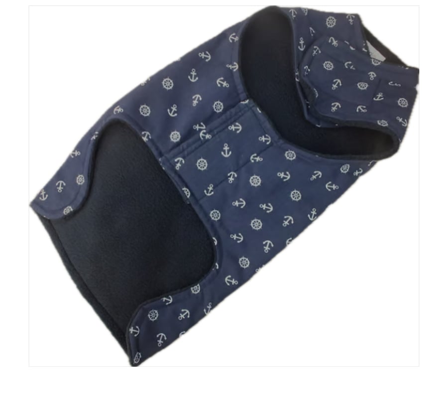 Nautical Dog Coat Small Dark Blue Dog Jacket
