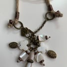 Longline twine and charm necklace