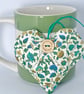 LIBERTY PRINT FLORAL HEART - teal and ochre  - Image 4
