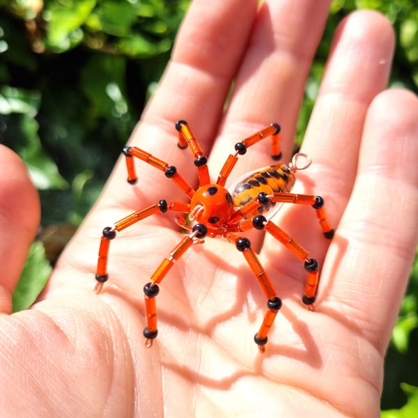 Hanging Glass Beaded Spider Decor