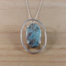 Sterling Silver Floating Larimar Necklace (SKU060625)