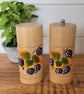 Wooden Salt And Pepper Pots Decorated With Blackberries