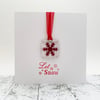 Christmas Card with Snowflake Fused Glass Keepsake Glass Suncatcher