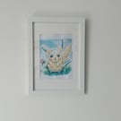 Cute characters Watercolours framed