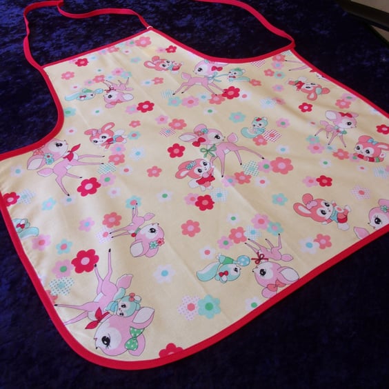 Baby Apron with Baby Deer, Rabbits, Squirrels and Flowers 