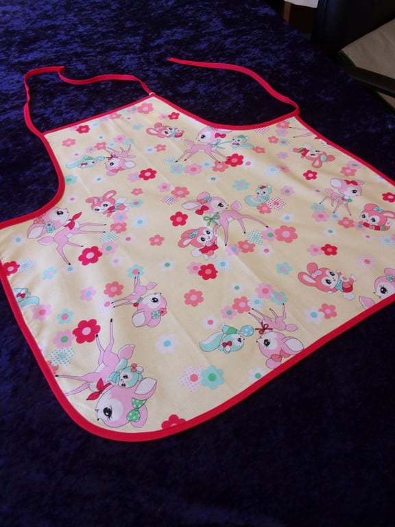 Baby Apron with Baby Deer, Rabbits, Squirrels and Flowers 