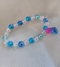 "Calm & Comfort" Blue & White Beaded Bracelet with Teddy Bear Charm