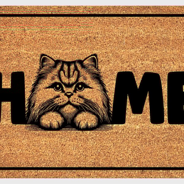 British Longhair Cat Home Door Mat No.3 - British Longhair Welcome Mat 