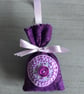 Hand Embroidered Purple Button Lavender Bag - Image 3