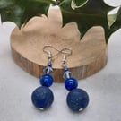 Sparkly blue dangly earrings