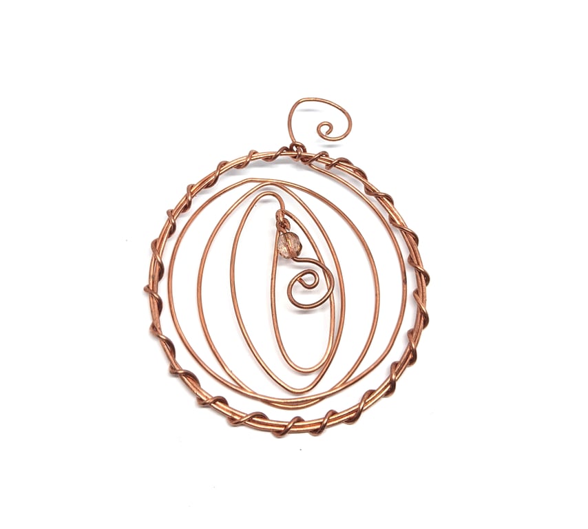 Pack of 5 Copper Wire Christmas Decorations - With Bead Accents