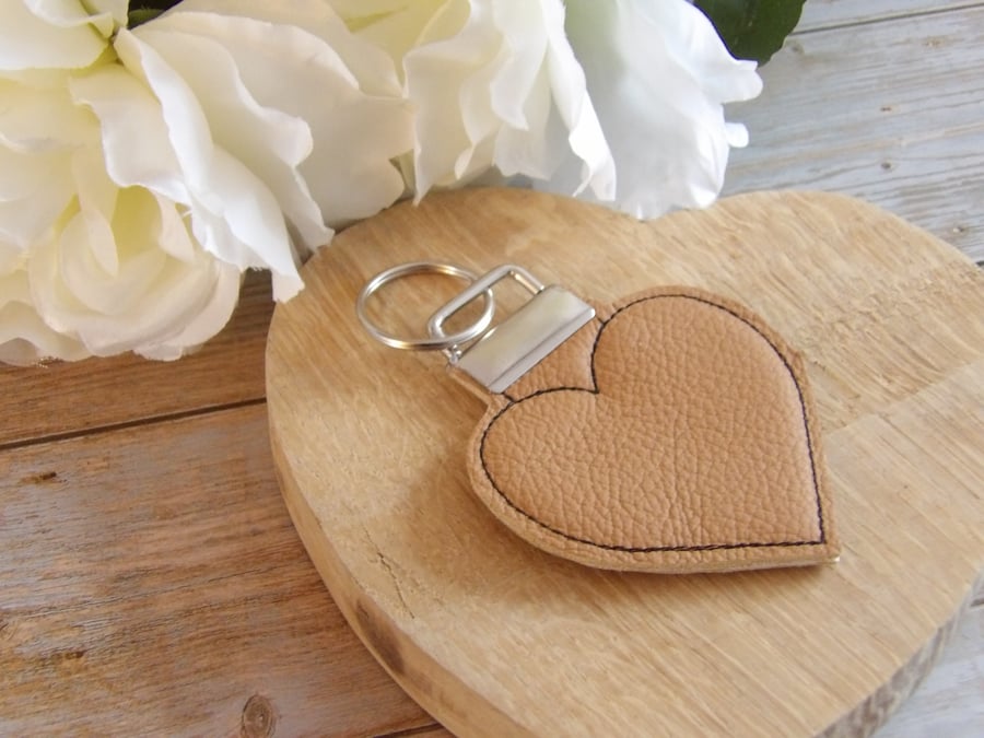 Lovely leather heart keyfob or  bagcharm 