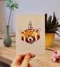 Happy Red Panda in Party Hat - Cute - Postcard - A6 Print